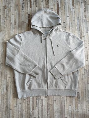 Polo Ralph Lauren Men's 2X Classic Full Zip Gray Hooded Sweatshirt